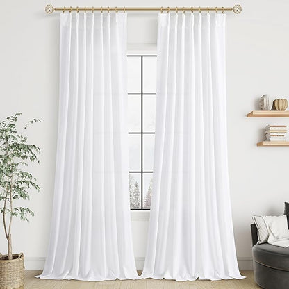 White Linen Curtains 102 Inches Long by Aersas