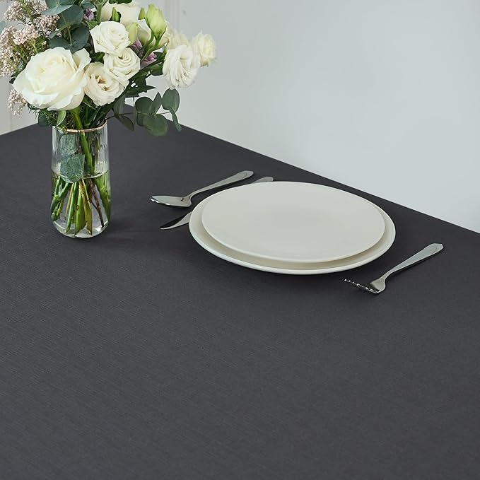 maxmill Faux Linen Textured Rectangle Tablecloth Water Resistant Wrinkle Free - Image 3