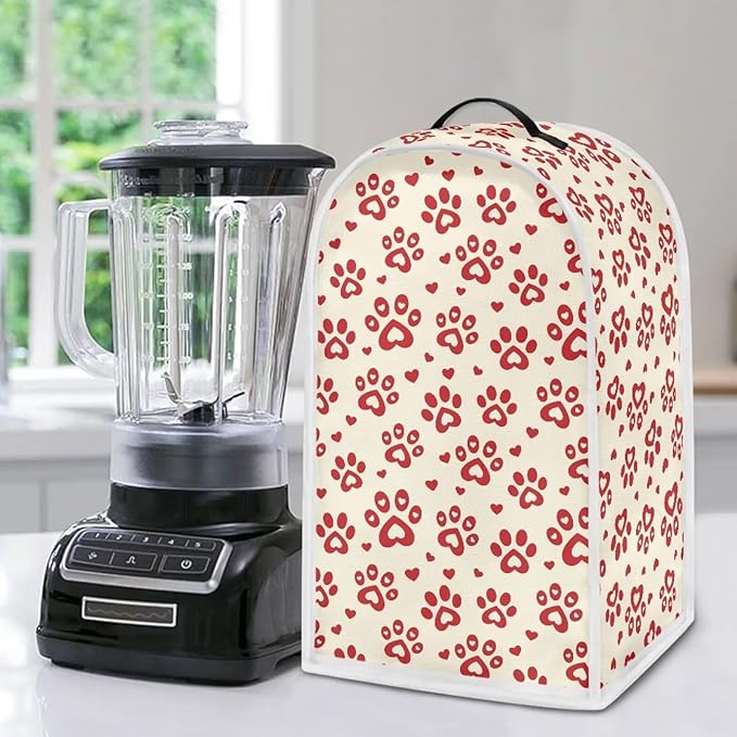 Talayituse Red Dog Paw Heart Print Blender Dust Cover, Fingerprint Protection - Image 5