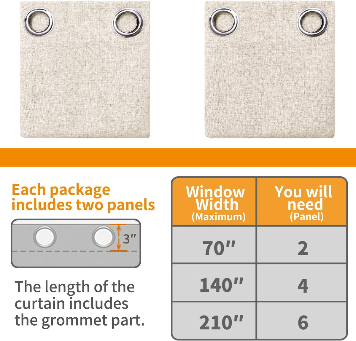 youngstex linen farmhouse blackout curtains 63 inch length, view 9