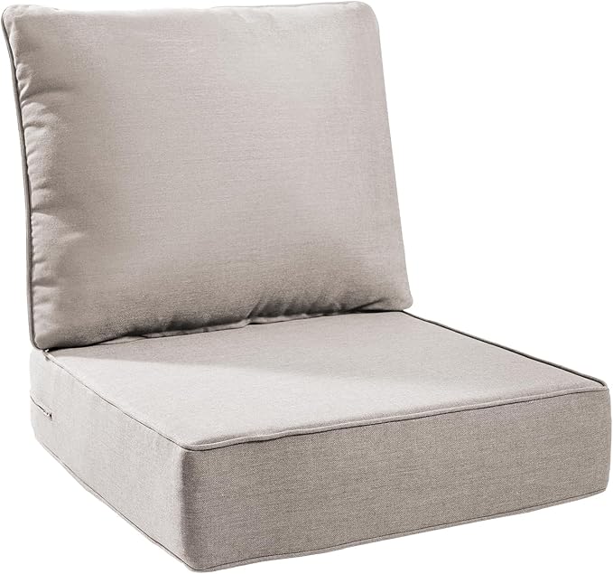 6" Thick Outdoor Cushions 24x24x6, 1-Set Deep Seat Patio Cushions by Pugire