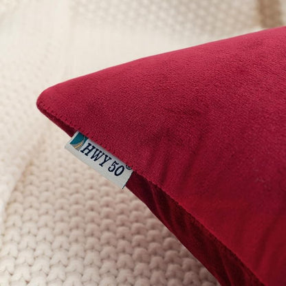 HWY 50 Burgundy Red Velvet Rectangular Throw Pillow Covers 12x20 Inch - Image 4