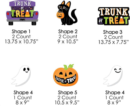 Big Dot of Happiness Trunk or Treat - Cat Pumpkin Trunk Lawn Decorations - Outdoor Halloween Car Parade Party Yard Decorations - 10 Piece