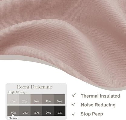 Gwine Blush Pink Blackout Curtains 30 Inch Length, Short Kitchen Curtains - Image 3