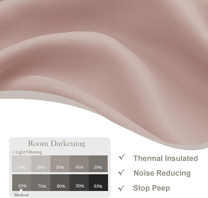Gwine Blush Pink Blackout Curtains - Image 3