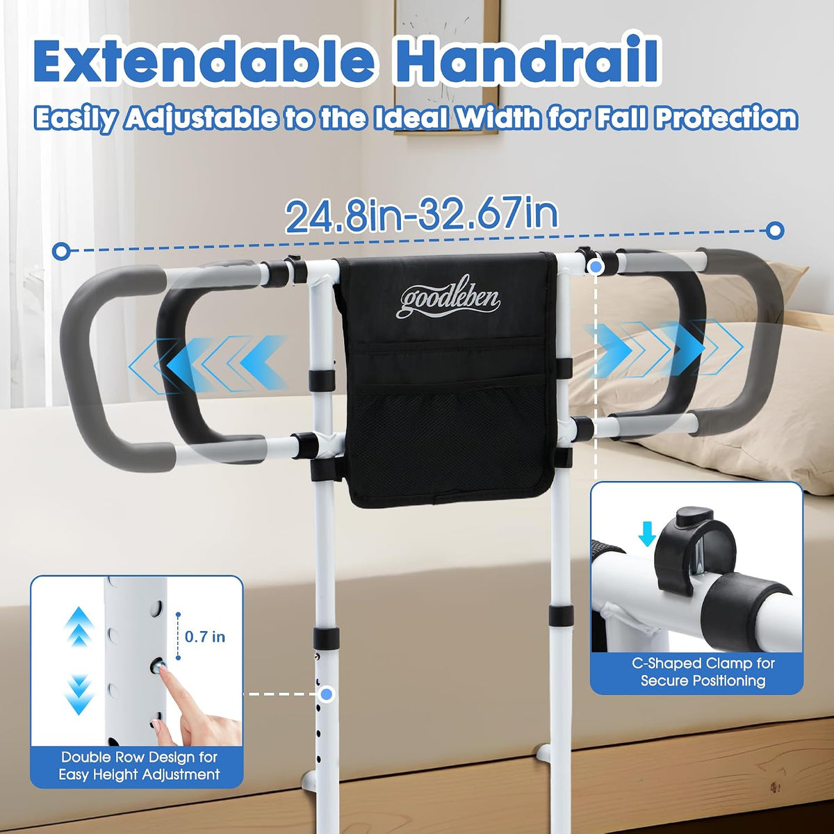 bed rails for elderly adults safety, bed assist, side view