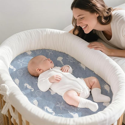 Gllquen Baby Bassinet Sheets 4 Pack, Breathable Cozy Fitted Mattress Sheet - Image 6
