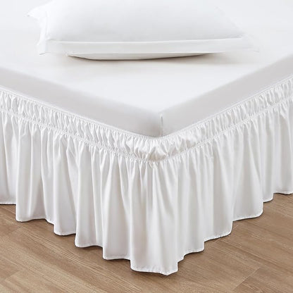 MEILA Wrap Around Bed Skirt Three Fabric Sides Elastic Dust Ruffled 24 Inch by MEILA