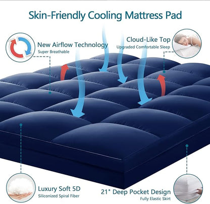 CHOKIT King Mattress Topper, Extra Thick Pillow Top Mattress Pad - Image 3