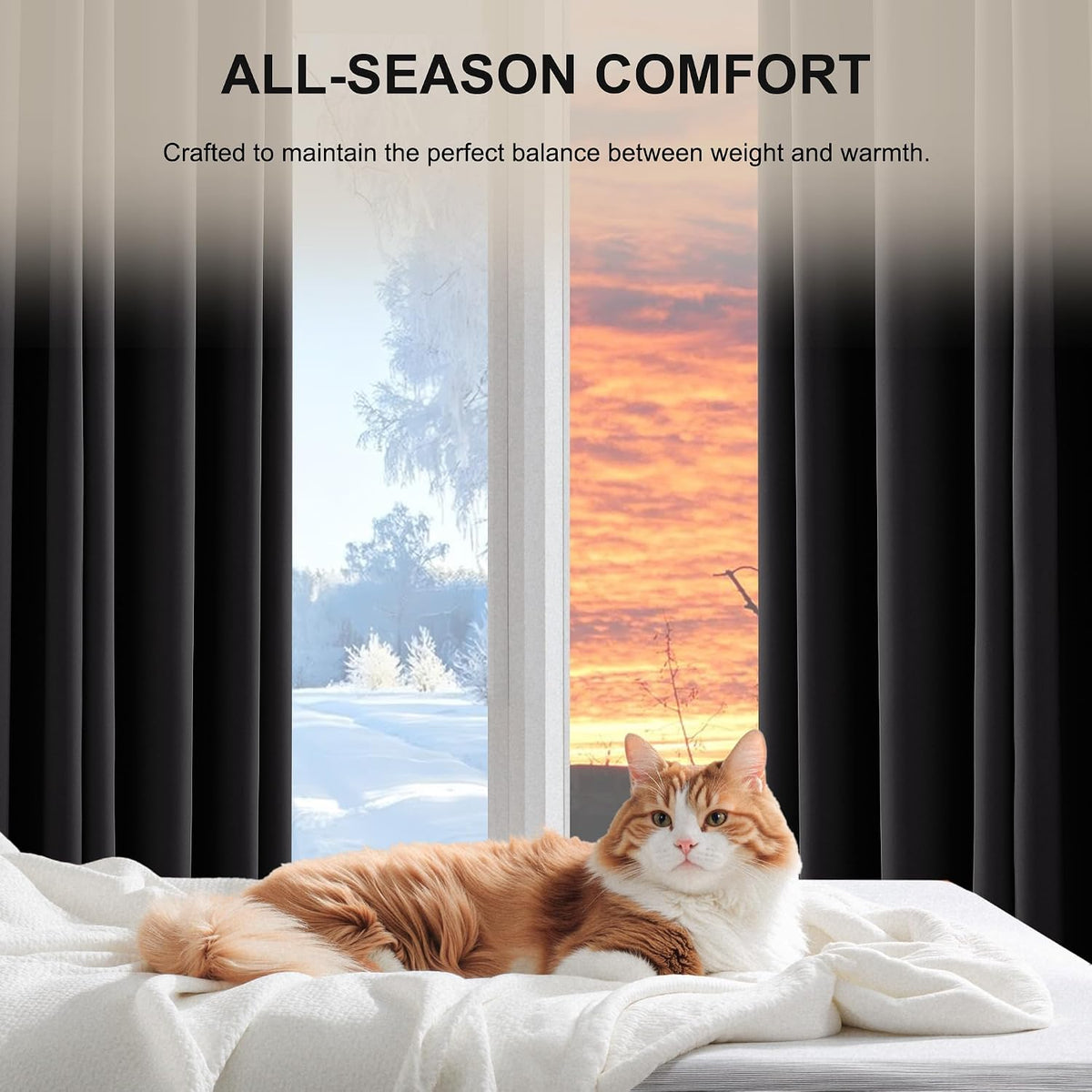 nicetown 100% black out curtains 84 inch long showing dimensions