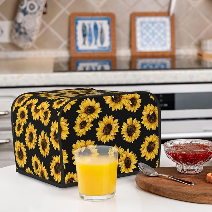 Sunflower Stylish Black 4 Slice Toaster Cover, Waterproof Toaster Dust Cover - Image 7