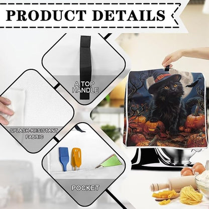 Black Cat Stand Mixer Cover 4.5-5 Quart Pumpkin Bat Kitchen Appliance Covers - Image 3