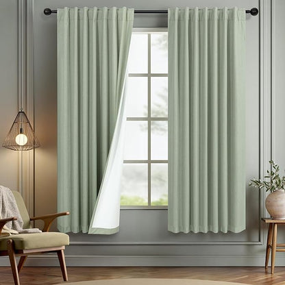 Sage Green Boho Blackout Curtains 72 Inch Length by DANCURTON