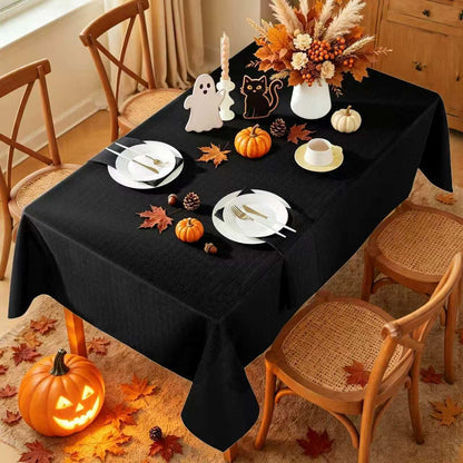 Honellaty Faux Linen Rectangle Halloween Tablecloth (60 x 120 Inch, Black)