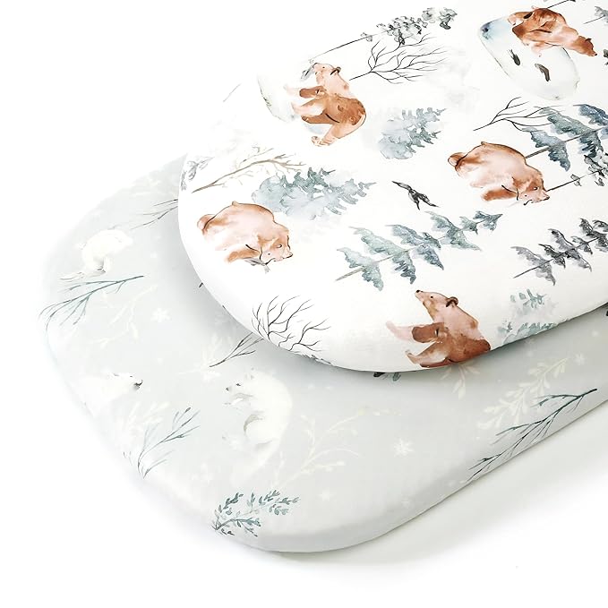 Stretchy Bassinet Mattress Sheets, Ultra Soft Bassinet Sheet 2 Pack, Universal - Image 2