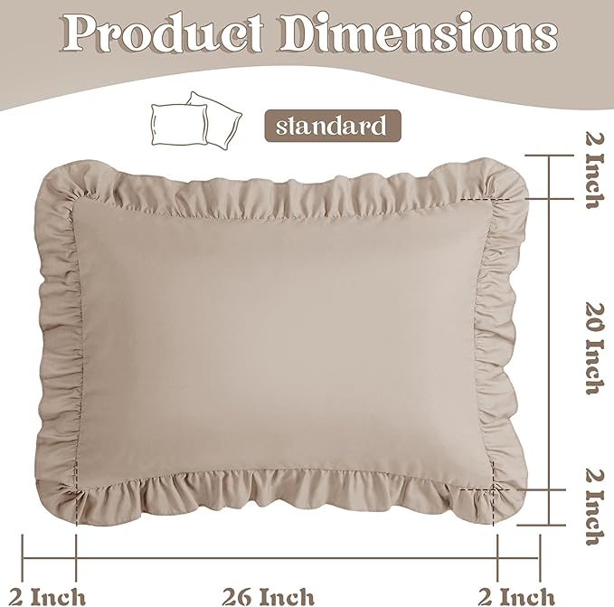 KKJIAF Ruffle Pillow Cases Standard Size Set of 2, Ruffled Pillow Covers - Image 3