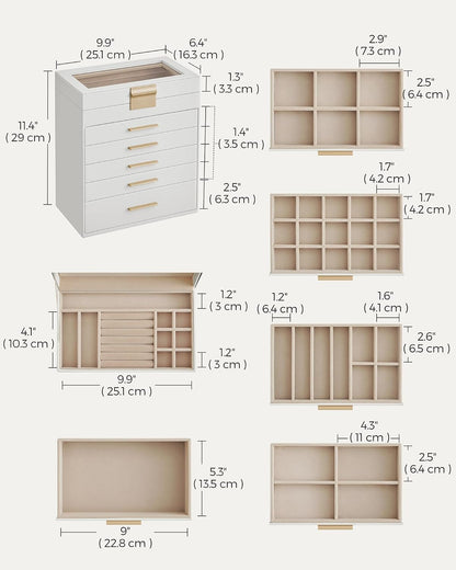 songmics jewelry box organizer, 6-layer storage with 5, package contents