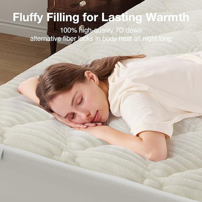 Novilla Full Soft Mattress Topper, Fluffy Pillow Top Mattress Pad - Image 5
