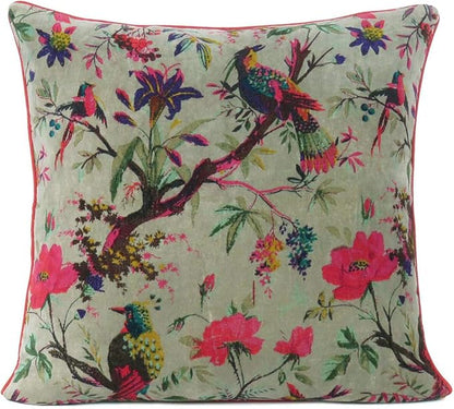 Eyes of India Boho Velvet Bird Print Throw Pillow Cover, Colorful Decorative by EyesofIndia