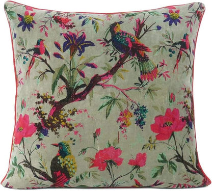 Eyes of India Boho Velvet Bird Print Throw Pillow Cover, Colorful Decorative by EyesofIndia