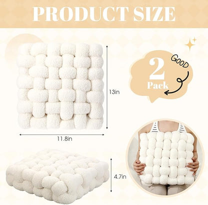 Wenqik 2 Pcs Knot Pillows Square Knotted Plush Throws Soft Accent Pillows - Image 3