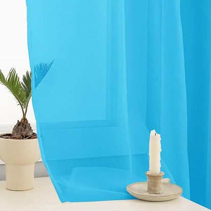 Sheer Curtains 45 Inches Long 2 Panels, Rod Pocket Short Curtain - Image 5