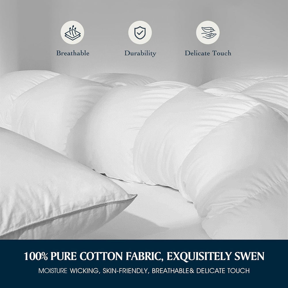 Serta Goose Feather Down Fiber Comforter King Size - 100% Cotton Cover Duvet ...