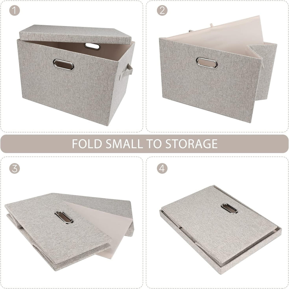 Graciadeco Large Quart Collapsible Stackable Storage Bins with Lids, 3 Packs ...