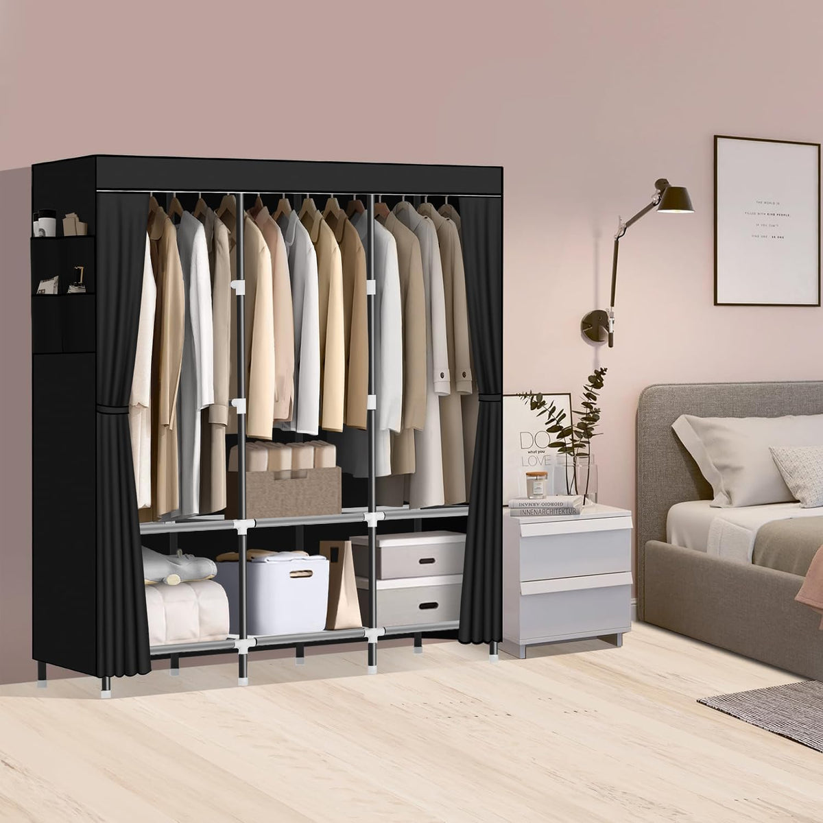 lokeme wardrobe closet,steel pipe diameter 19mm,portable closet for shown in use