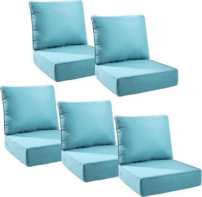 6" Thick Outdoor Cushions 24x24x6, 5-Set Deep Seat Patio Cushions by Pugire