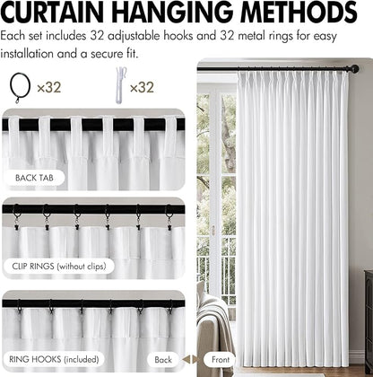 MIULEE Pinch Pleated Thick Linen Curtains 84 Inch 4 Panels Set Back Tab Memory - Image 8