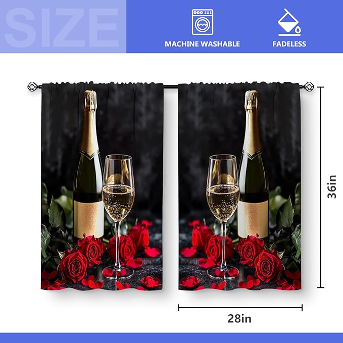 Aimego Red Rose Wine Kitchen Curtains - Image 3