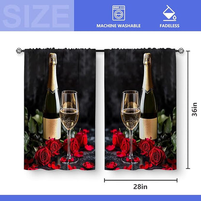 Aimego Red Rose Wine Kitchen Curtains - Image 3