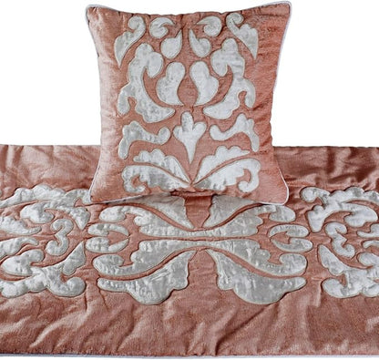 The HomeCentric Decorative Peach & Ivory Twin 53 x 18 inch Bed Runner - Image 2