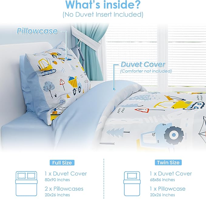 SANDJEST Construction Duvet Cover Sets Full Size - Image 2