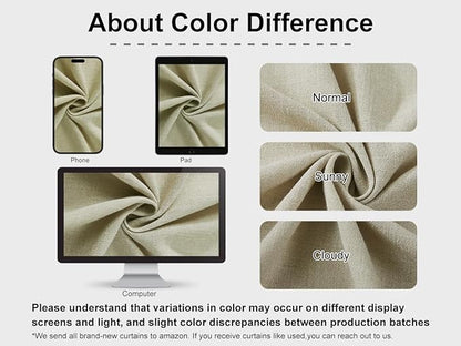 Vision Home Sand Pinch Pleated Full Blackout Curtains Linen Blended Room - Image 6