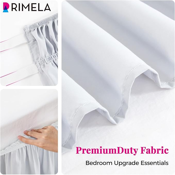 RIMELA Ice Grey Bed Skirt Queen Size 18 Inch Drop, Elastic Bed Skirting - Image 8