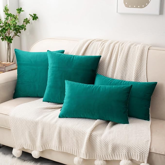 HWY 50 Teal Velvet Throw Pillow Covers 22x22 Inch - Image 5