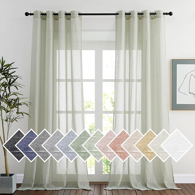 NICETOWN Privacy Semi Sheer Linen Curtains Extra Long 108" Long, Grommet Linen by NICETOWN