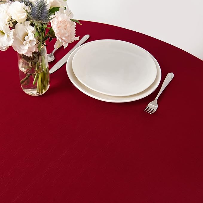 maxmill Round Linen Looking Textured Tablecloth Spill-Proof Wrinkle Free Soft - Image 5