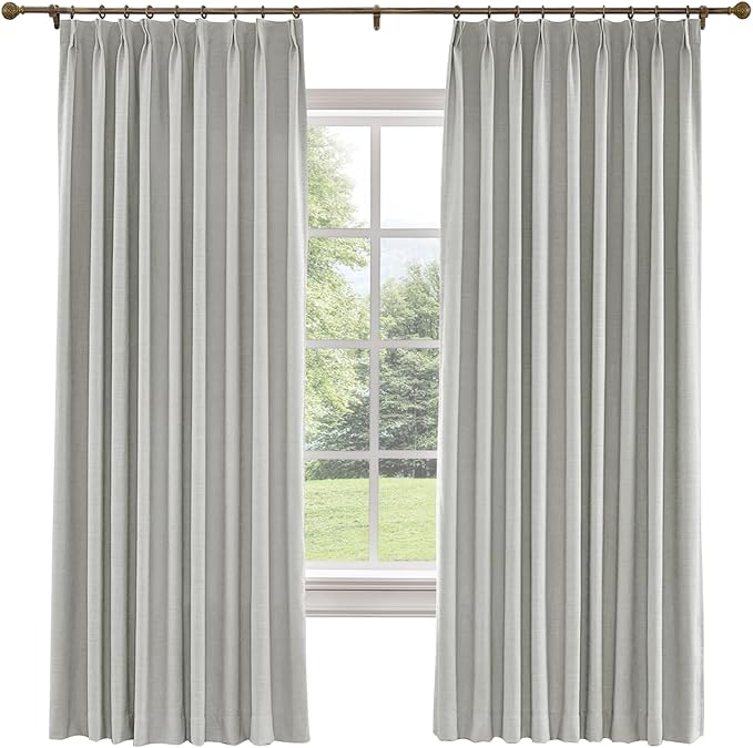 TWOPAGES 36 W x 102 L inch Pinch Pleated Curtain Room Darkening Linen Drapery by TWOPAGES