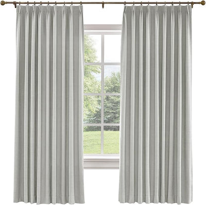 TWOPAGES 36 W x 102 L inch Pinch Pleated Curtain Room Darkening Linen Drapery by TWOPAGES