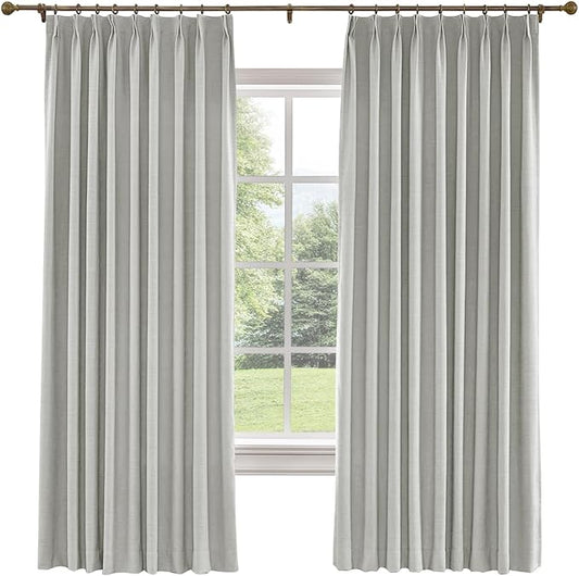TWOPAGES 72 W x 102 L inch Pinch Pleated Curtain Room Darkening Linen Drapery by TWOPAGES