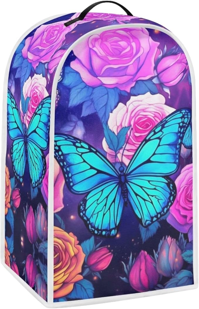 Rose Butterfly Kitchen Blender Dust Cover Anti Fingerprint Polyester Food by YUVAMAGIMO