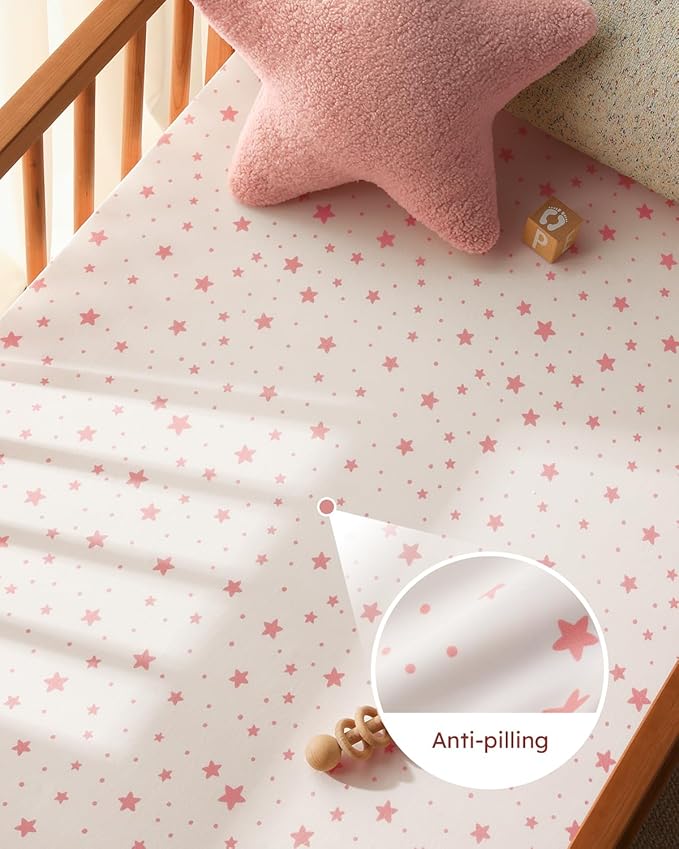 Pack and Play Sheets Fitted 3 Pack, Mini Crib Sheets - Image 4
