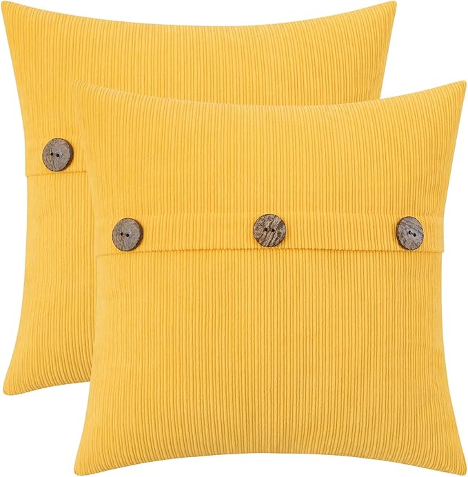 HWY 50 Yellow Chenille Throw Pillow Covers 22x22 Inch by HWY50