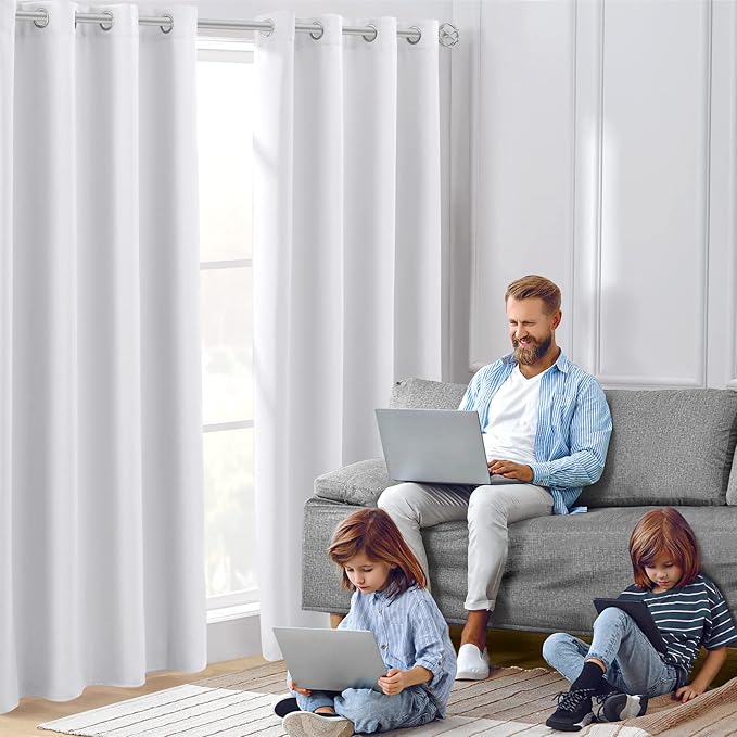 HOMEIDEAS Greyish White Blackout Curtains - Image 2