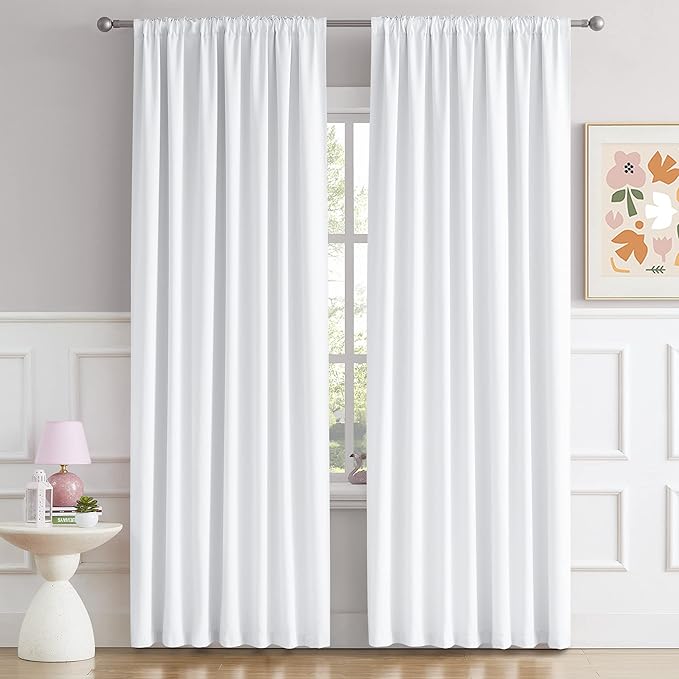 DUALIFE 70 Inch Wide White Window Curtains - 70 W x 84 L - Image 2