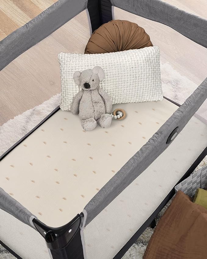 Blissful Diary Muslin Mini Crib Sheets, Pack and Play Mattress Sheets Fitted - Image 8