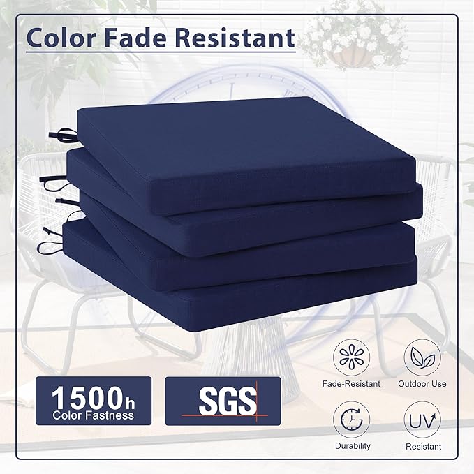 Favoyard Outdoor Chair Cushion Set of 4 Rainproof & Color Fade Resistant 19 x - Image 5